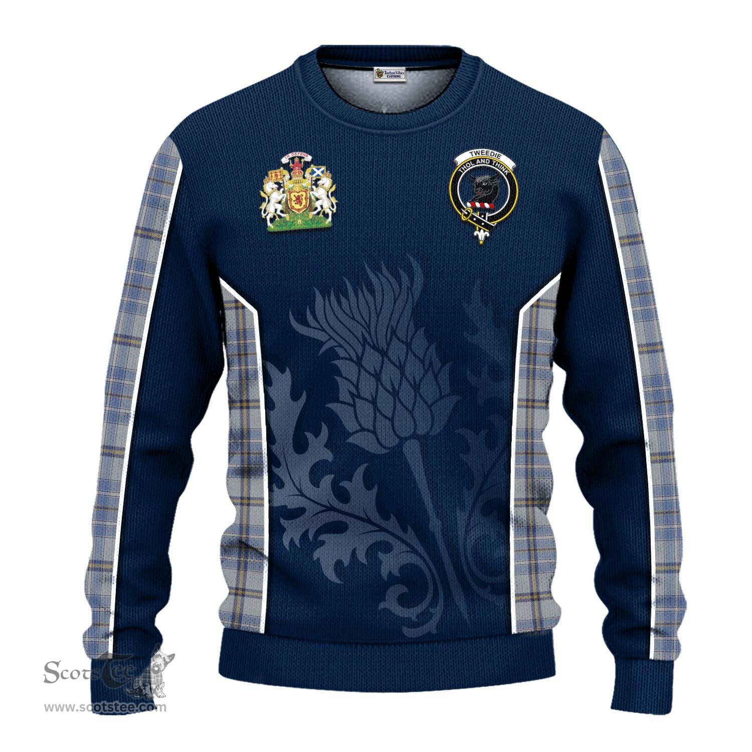 ScotsTee Shop Scottish Tweedie Clan Scottish Crest and Scottish Thistle Sport Tartan Sweatshirt