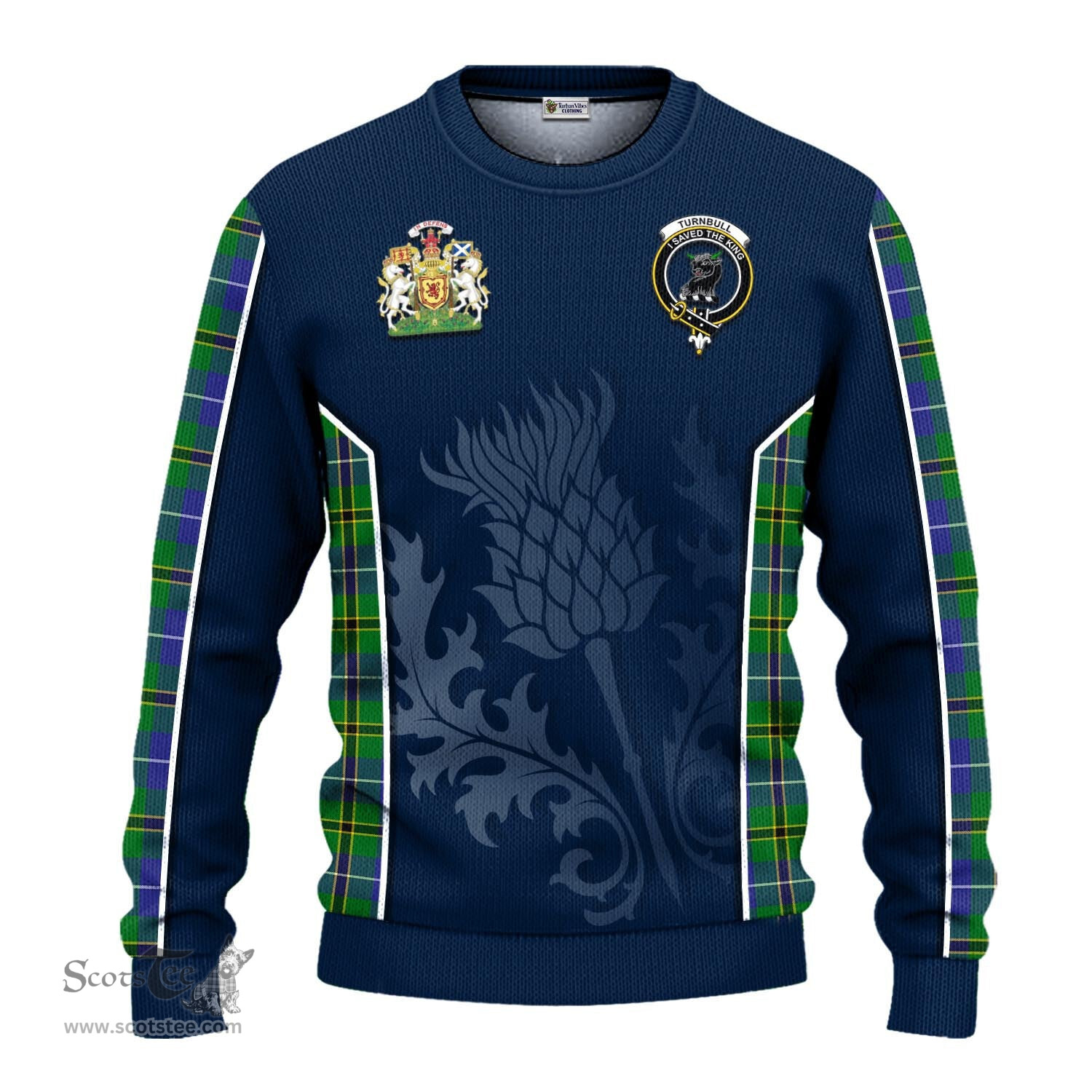 ScotsTee Shop Scottish Turnbull Hunting Clan Scottish Crest and Scottish Thistle Sport Tartan Sweatshirt