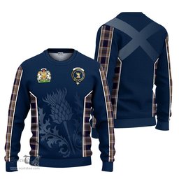ScotsTee Shop Scottish Stewart Navy Clan Scottish Crest and Scottish Thistle Sport Tartan Sweatshirt