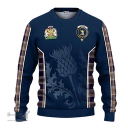 ScotsTee Shop Scottish Stewart Navy Clan Scottish Crest and Scottish Thistle Sport Tartan Sweatshirt