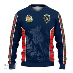 ScotsTee Shop Scottish Stewart Royal Clan Scottish Crest and Scottish Thistle Sport Tartan Sweatshirt