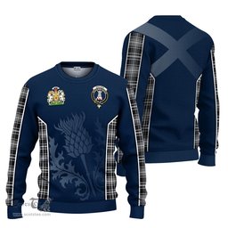 ScotsTee Shop Scottish MacLean Black and White Clan Scottish Crest and Scottish Thistle Sport Tartan Sweatshirt