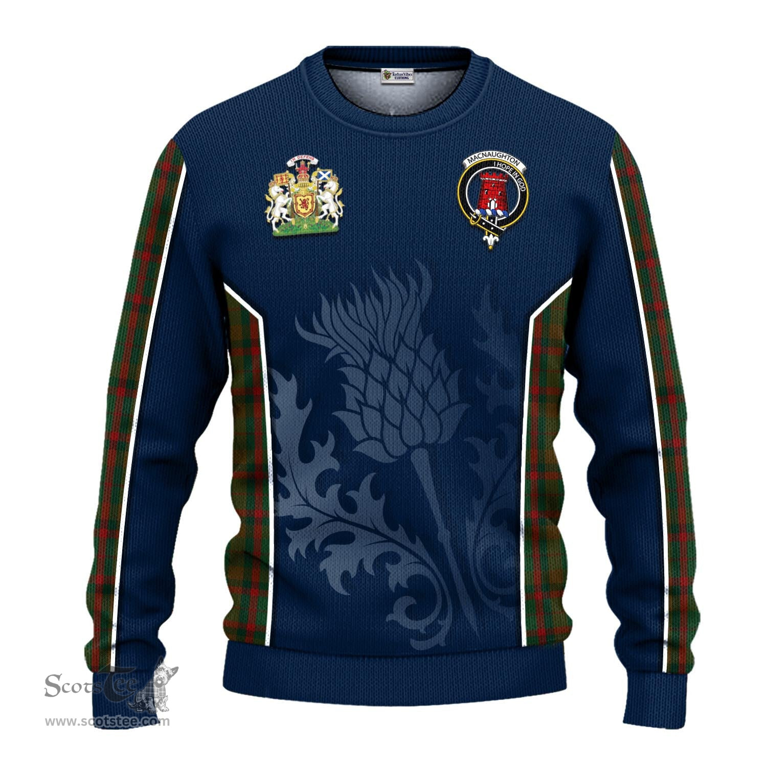 ScotsTee Shop Scottish Macnaughton Hunting Clan Scottish Crest and Scottish Thistle Sport Tartan Sweatshirt
