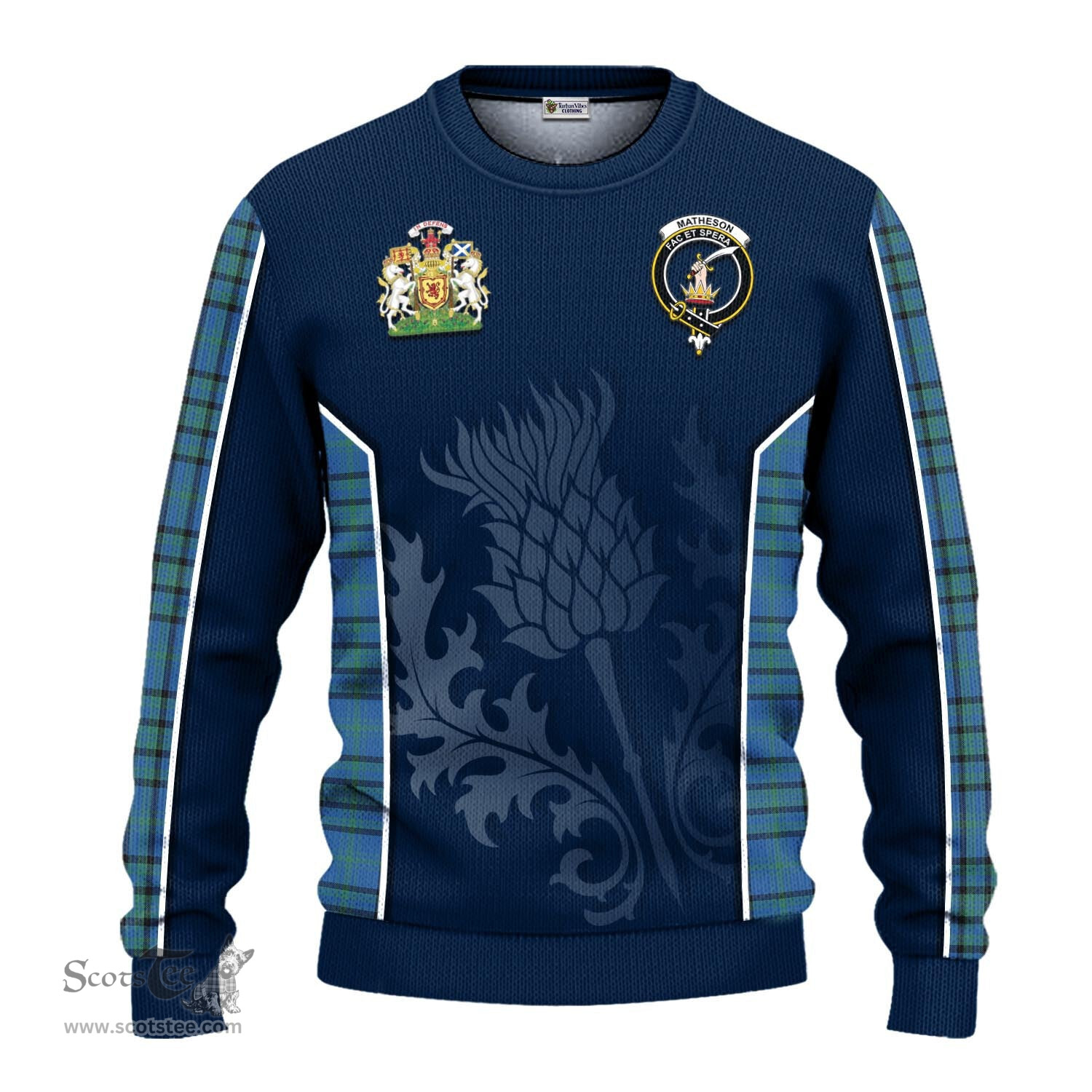 ScotsTee Shop Scottish Matheson Hunting Ancient Clan Scottish Crest and Scottish Thistle Sport Tartan Sweatshirt