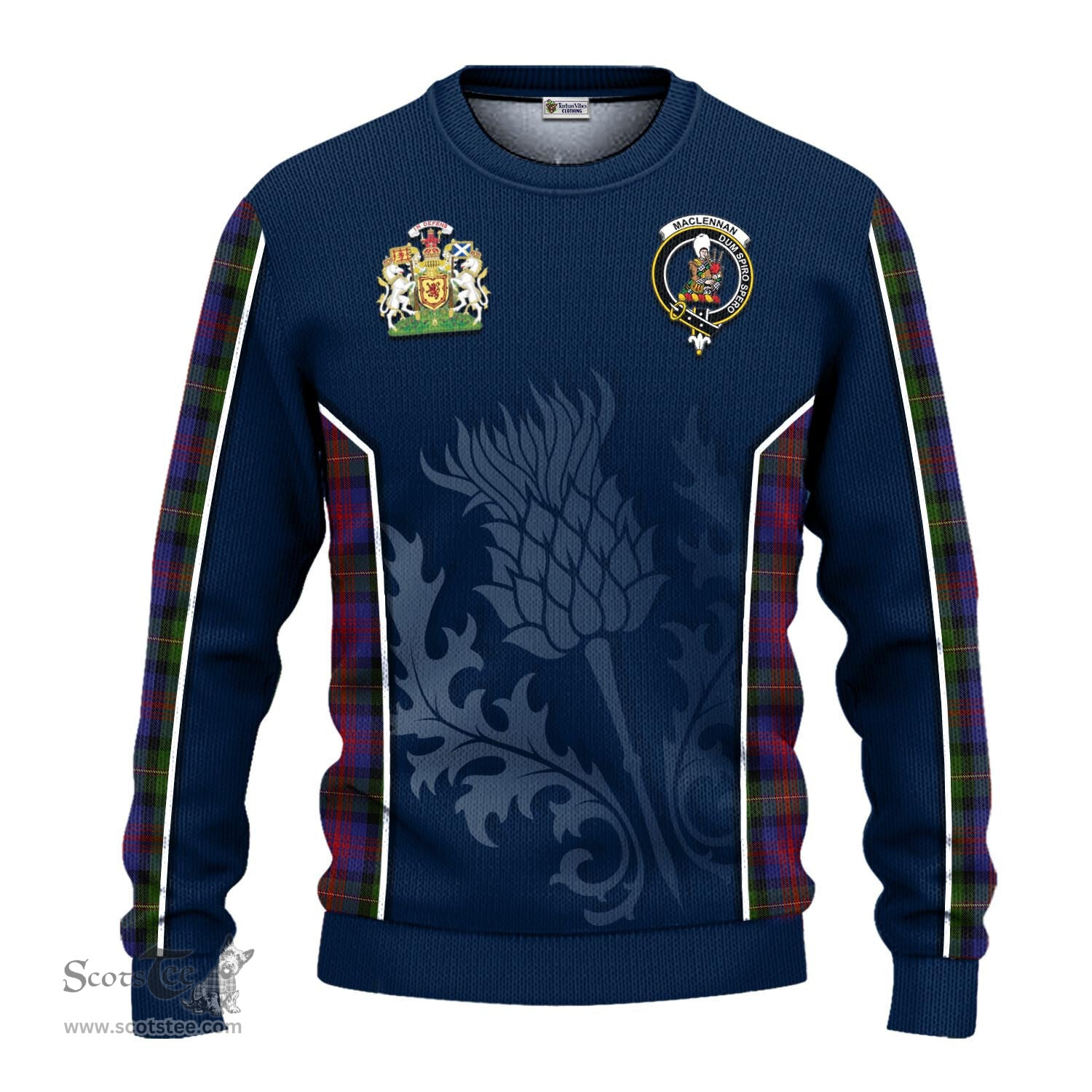 ScotsTee Shop Scottish MacLennan Clan Scottish Crest and Scottish Thistle Sport Tartan Sweatshirt