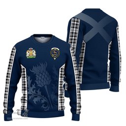 ScotsTee Shop Scottish Scott Black White Clan Scottish Crest and Scottish Thistle Sport Tartan Sweatshirt