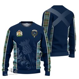 ScotsTee Shop Scottish Walkinshaw Clan Scottish Crest and Scottish Thistle Sport Tartan Sweatshirt