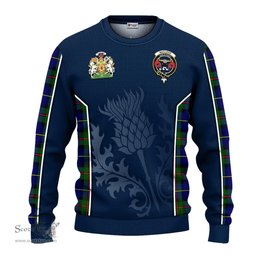 ScotsTee Shop Scottish MacLeod of Harris Modern Clan Scottish Crest and Scottish Thistle Sport Tartan Sweatshirt