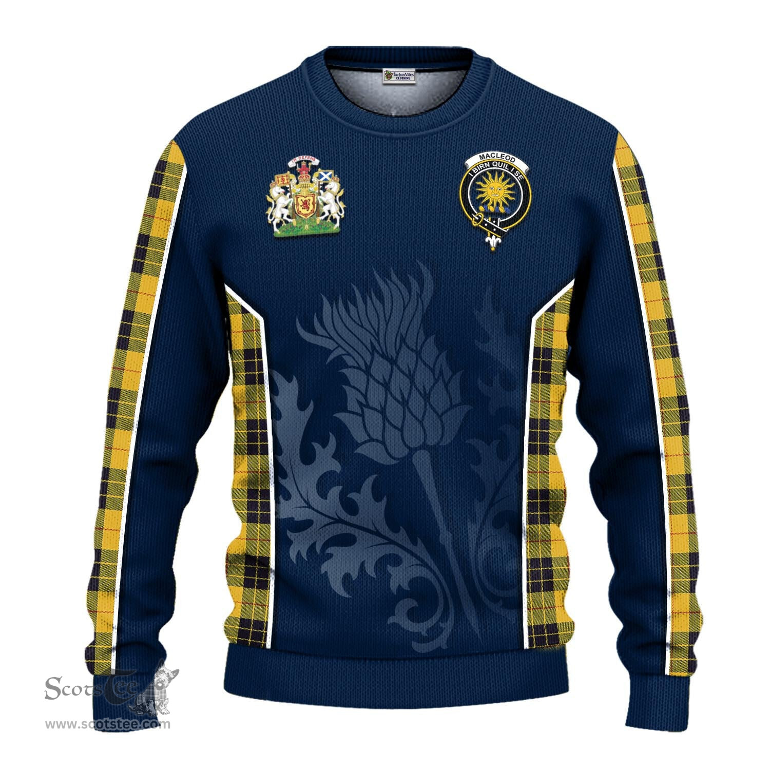 ScotsTee Shop Scottish MacLeod of Lewis Ancient Clan Scottish Crest and Scottish Thistle Sport Tartan Sweatshirt