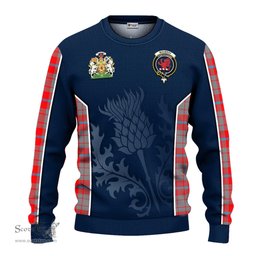 ScotsTee Shop Scottish Moubray Clan Scottish Crest and Scottish Thistle Sport Tartan Sweatshirt