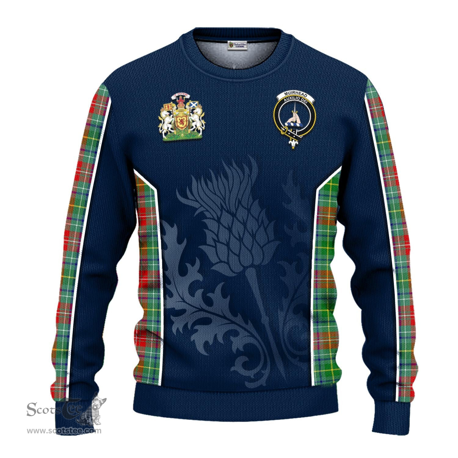 ScotsTee Shop Scottish Muirhead Clan Scottish Crest and Scottish Thistle Sport Tartan Sweatshirt