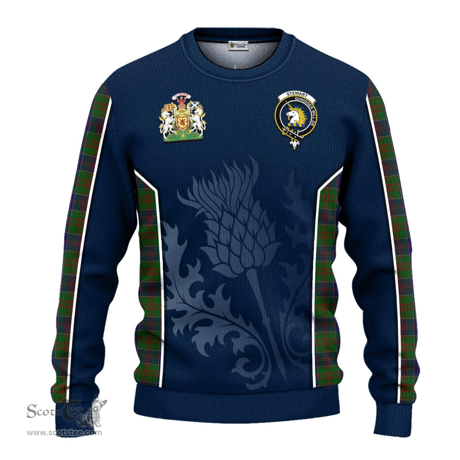 ScotsTee Shop Scottish Stewart of Appin Hunting Clan Scottish Crest and Scottish Thistle Sport Tartan Sweatshirt