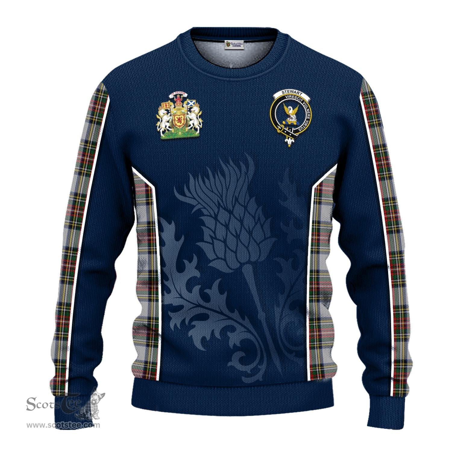 ScotsTee Shop Scottish Stewart Dress Clan Scottish Crest and Scottish Thistle Sport Tartan Sweatshirt