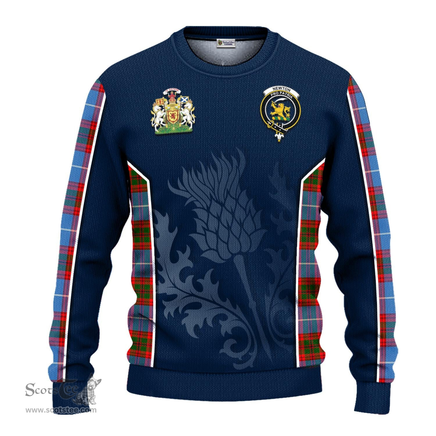 ScotsTee Shop Scottish Newton Clan Scottish Crest and Scottish Thistle Sport Tartan Sweatshirt