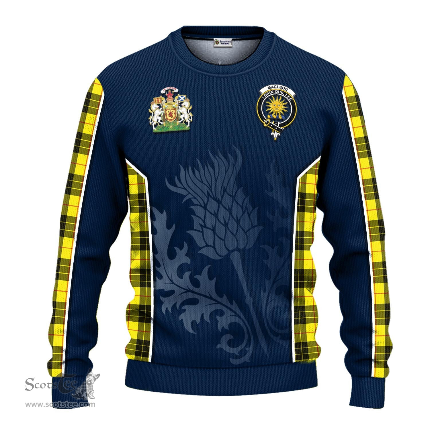ScotsTee Shop Scottish MacLeod of Lewis Modern Clan Scottish Crest and Scottish Thistle Sport Tartan Sweatshirt