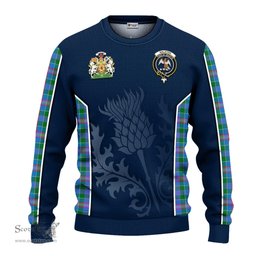 ScotsTee Shop Scottish Ralston Clan Scottish Crest and Scottish Thistle Sport Tartan Sweatshirt