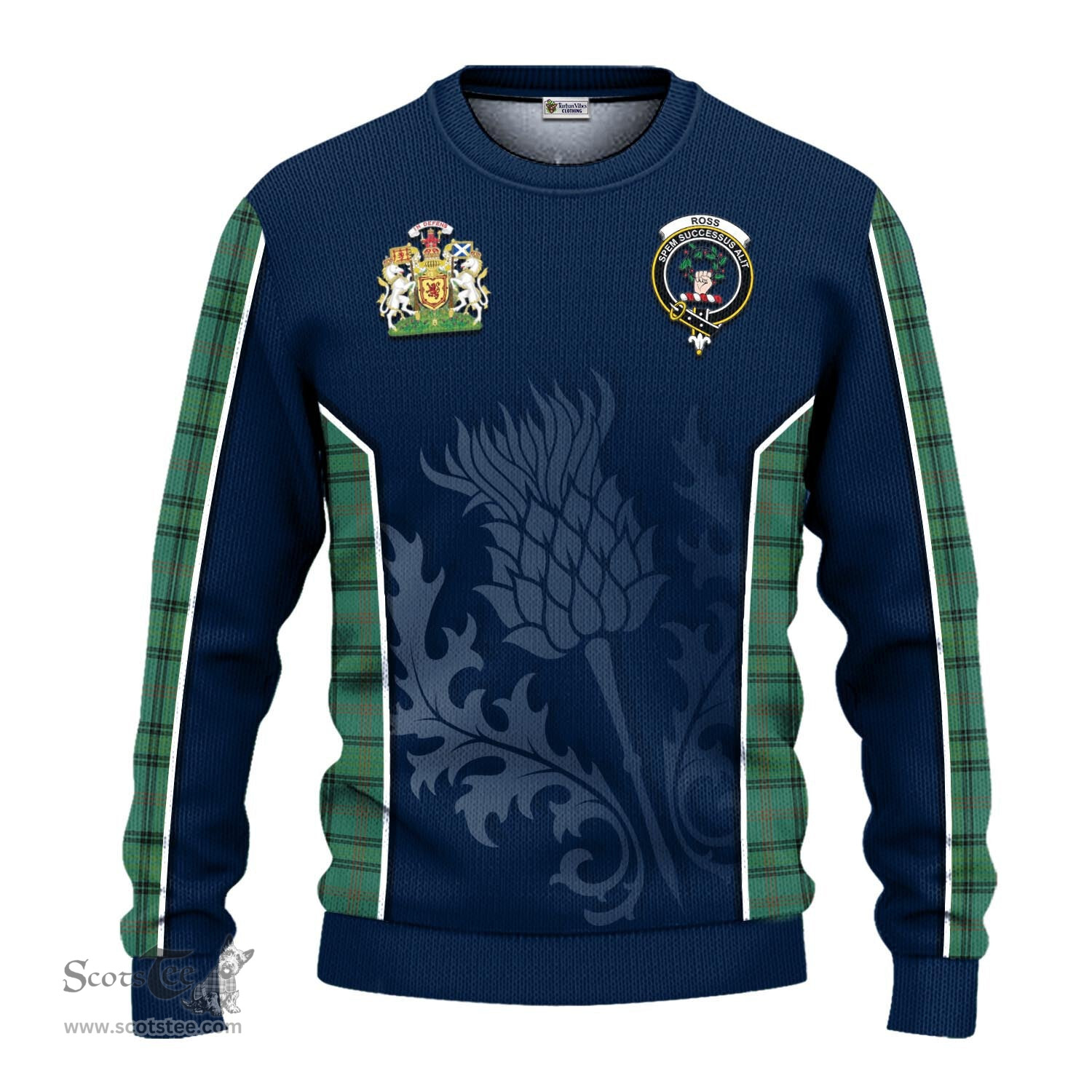 ScotsTee Shop Scottish Ross Hunting Ancient Clan Scottish Crest and Scottish Thistle Sport Tartan Sweatshirt