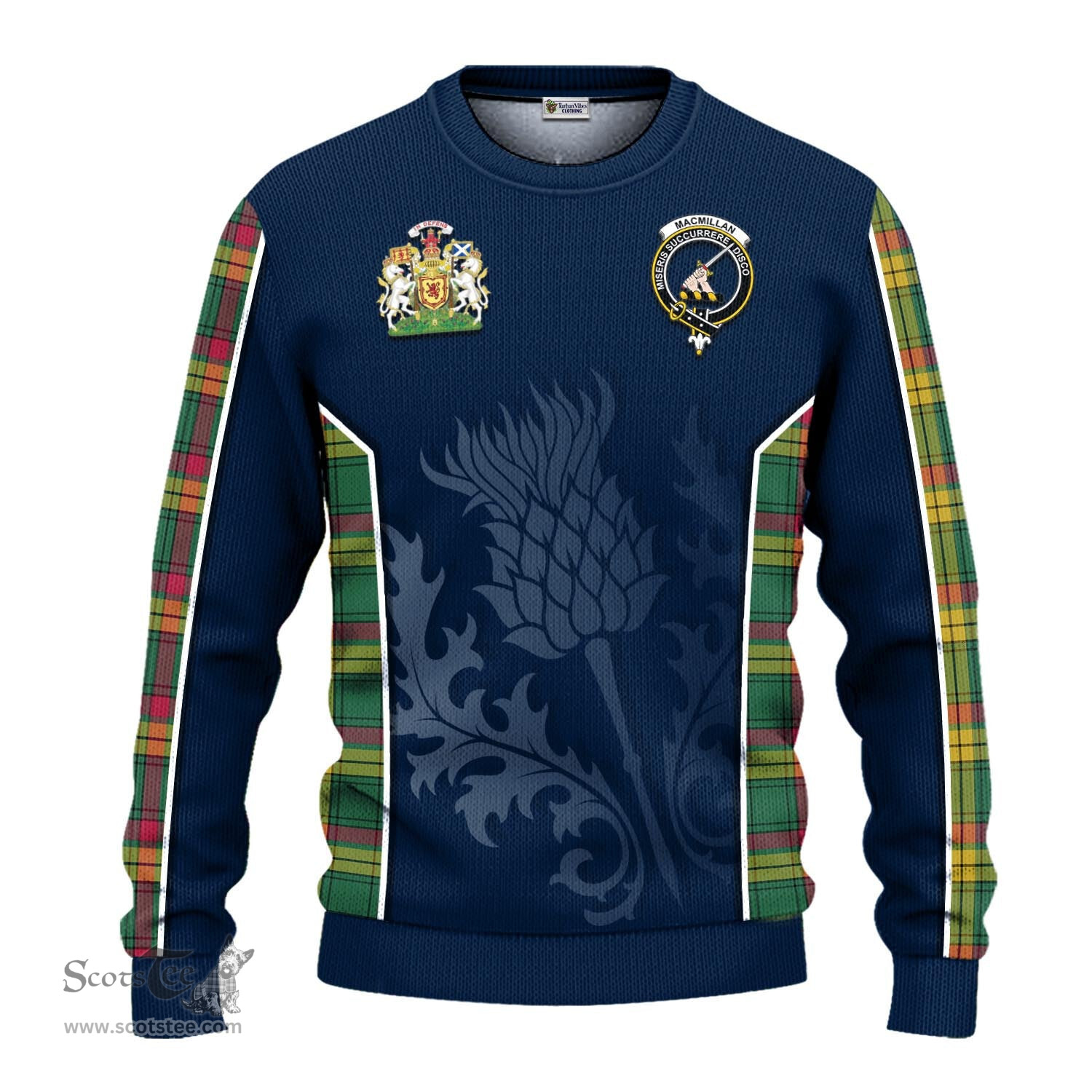 ScotsTee Shop Scottish MacMillan Old Ancient Clan Scottish Crest and Scottish Thistle Sport Tartan Sweatshirt
