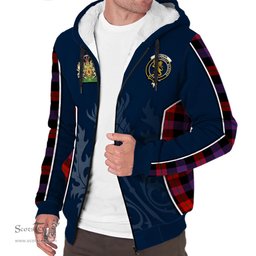 ScotsTee Shop Scottish Brown Clan Scottish Crest and Scottish Thistle Sport Tartan Sherpa Hoodie