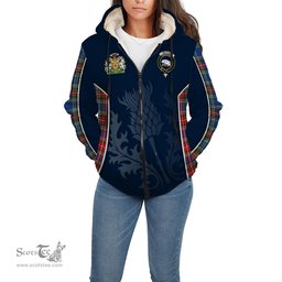 ScotsTee Shop Scottish Bethune Clan Scottish Crest and Scottish Thistle Sport Tartan Sherpa Hoodie