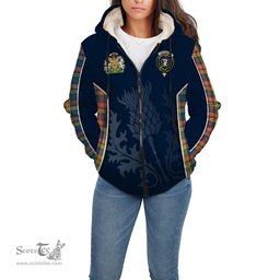 ScotsTee Shop Scottish Buchanan Ancient Clan Scottish Crest and Scottish Thistle Sport Tartan Sherpa Hoodie