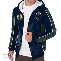 ScotsTee Shop Scottish Arbuthnot Clan Scottish Crest and Scottish Thistle Sport Tartan Sherpa Hoodie