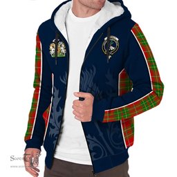 ScotsTee Shop Scottish Burnett Ancient Clan Scottish Crest and Scottish Thistle Sport Tartan Sherpa Hoodie