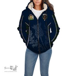 ScotsTee Shop Scottish Baird Clan Scottish Crest and Scottish Thistle Sport Tartan Sherpa Hoodie