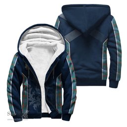 ScotsTee Shop Scottish Agnew Ancient Clan Scottish Crest and Scottish Thistle Sport Tartan Sherpa Hoodie