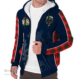 ScotsTee Shop Scottish Fenton Clan Scottish Crest and Scottish Thistle Sport Tartan Sherpa Hoodie