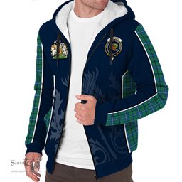 ScotsTee Shop Scottish Douglas Ancient Clan Scottish Crest and Scottish Thistle Sport Tartan Sherpa Hoodie