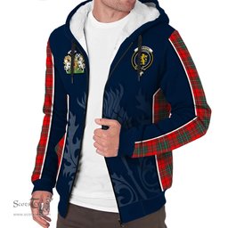 ScotsTee Shop Scottish Cumming Modern Clan Scottish Crest and Scottish Thistle Sport Tartan Sherpa Hoodie