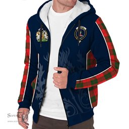 ScotsTee Shop Scottish Erskine Modern Clan Scottish Crest and Scottish Thistle Sport Tartan Sherpa Hoodie