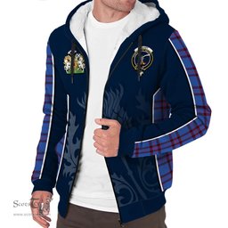 ScotsTee Shop Scottish Elliot Modern Clan Scottish Crest and Scottish Thistle Sport Tartan Sherpa Hoodie