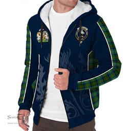 ScotsTee Shop Scottish Cranstoun Clan Scottish Crest and Scottish Thistle Sport Tartan Sherpa Hoodie