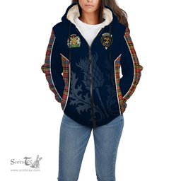 ScotsTee Shop Scottish Drummond of Strathallan Modern Clan Scottish Crest and Scottish Thistle Sport Tartan Sherpa Hoodie