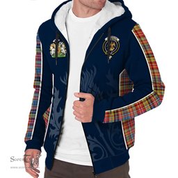 ScotsTee Shop Scottish Drummond of Strathallan Modern Clan Scottish Crest and Scottish Thistle Sport Tartan Sherpa Hoodie