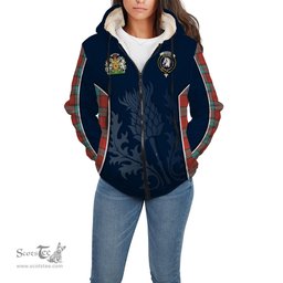 ScotsTee Shop Scottish Dunbar Ancient Clan Scottish Crest and Scottish Thistle Sport Tartan Sherpa Hoodie