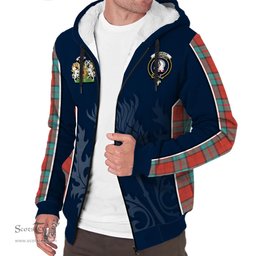 ScotsTee Shop Scottish Dunbar Ancient Clan Scottish Crest and Scottish Thistle Sport Tartan Sherpa Hoodie