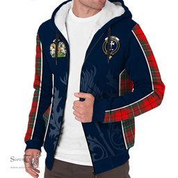 ScotsTee Shop Scottish Cheyne Clan Scottish Crest and Scottish Thistle Sport Tartan Sherpa Hoodie