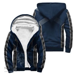 ScotsTee Shop Scottish Douglas Grey Clan Scottish Crest and Scottish Thistle Sport Tartan Sherpa Hoodie