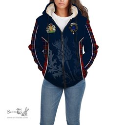 ScotsTee Shop Scottish Clark (Lion) Red Clan Scottish Crest and Scottish Thistle Sport Tartan Sherpa Hoodie