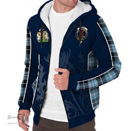 ScotsTee Shop Scottish Clark Ancient Clan Scottish Crest and Scottish Thistle Sport Tartan Sherpa Hoodie