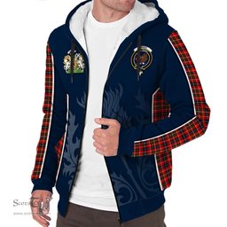 ScotsTee Shop Scottish Innes Modern Clan Scottish Crest and Scottish Thistle Sport Tartan Sherpa Hoodie
