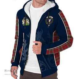 ScotsTee Shop Scottish Lindsay Weathered Clan Scottish Crest and Scottish Thistle Sport Tartan Sherpa Hoodie