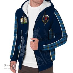 ScotsTee Shop Scottish Laing Clan Scottish Crest and Scottish Thistle Sport Tartan Sherpa Hoodie