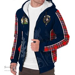ScotsTee Shop Scottish MacFarlane Modern Clan Scottish Crest and Scottish Thistle Sport Tartan Sherpa Hoodie