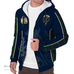ScotsTee Shop Scottish MacEwan Clan Scottish Crest and Scottish Thistle Sport Tartan Sherpa Hoodie