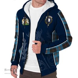 ScotsTee Shop Scottish Horsburgh Clan Scottish Crest and Scottish Thistle Sport Tartan Sherpa Hoodie