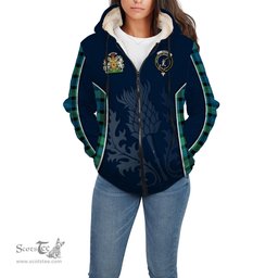ScotsTee Shop Scottish Gunn Ancient Clan Scottish Crest and Scottish Thistle Sport Tartan Sherpa Hoodie